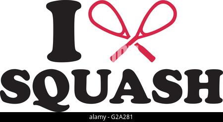 J'aime avec des raquettes de squash Illustration de Vecteur