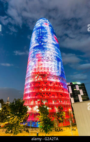 Torre Agbar, architecture moderne, Barcelone, Espagne Banque D'Images