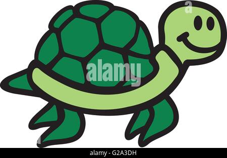 Natation dessin de tortue mignon Illustration de Vecteur