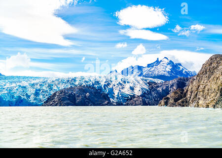 Vue sur le Glacier Grey Grey Lake au Chili Banque D'Images