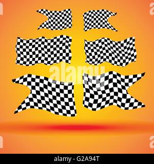 Fond de course avec set collection de six drapeaux à damiers course vector illustration Illustration de Vecteur