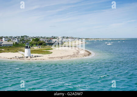 Seascape avec Brent Point Light Banque D'Images