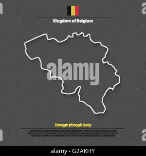 Royaume de Belgique Carte isolée et l'icône du drapeau officiel. vecteur politique belge map 3d illustration. L'Europe géographique Union ba Illustration de Vecteur