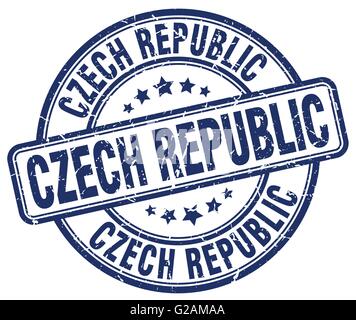 République tchèque grunge vintage ronde bleu rubber stamp Illustration de Vecteur