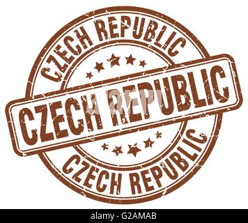 République tchèque brown vintage ronde grunge rubber stamp Illustration de Vecteur