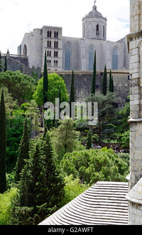 Girona, Espagne, vue de cathédrale du Nord Banque D'Images