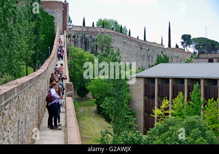 Girona, Espagne, ses murs, fortifications Banque D'Images