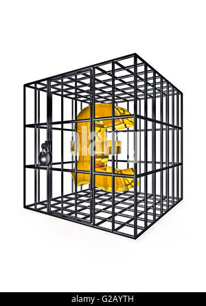 Livre en cage / 3D render of livre symbole dans cage en métal Banque D'Images