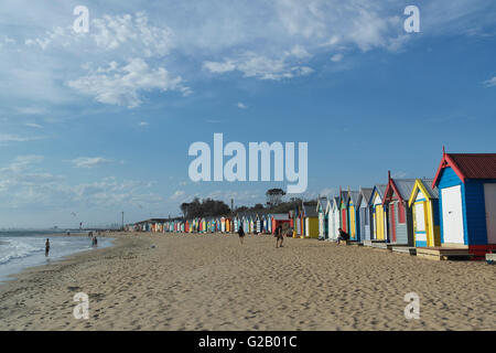 Cabines de plage de Brighton près de Melbourne - Australie Banque D'Images