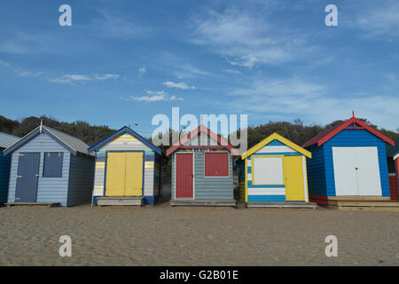 Cabines de plage de Brighton près de Melbourne - Australie Banque D'Images
