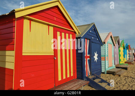 Cabines de plage de Brighton près de Melbourne - Australie Banque D'Images