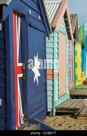 Cabines de plage de Brighton près de Melbourne - Australie Banque D'Images