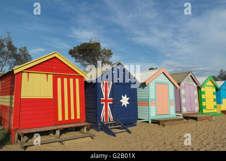 Cabines de plage de Brighton près de Melbourne - Australie Banque D'Images