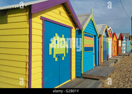 Cabines de plage de Brighton près de Melbourne - Australie Banque D'Images