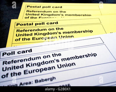 Les cartes de vote pour le référendum de l'Union européenne du Royaume-Uni, 2016. Banque D'Images