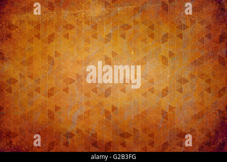 Résumé des années 60 avec une texture de fond décoration motif triangles. La rouille, les couleurs jaune et orange Banque D'Images