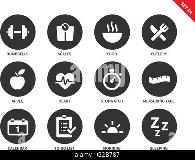 Icônes de remise en forme sur fond blanc Illustration de Vecteur
