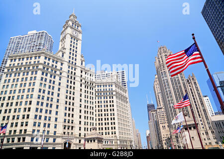 Wrigley Building et Tribune Tower à Chicago, Illinois, USA Banque D'Images