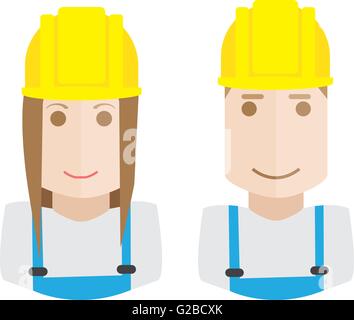 Les gens de la construction travailleurs icône avatars Illustration de Vecteur