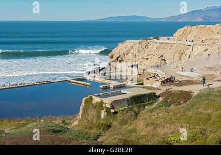 La Californie, San Francisco, Lands End, ruines des Bains Sutro Banque D'Images