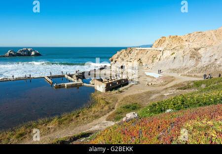 La Californie, San Francisco, Lands End, ruines des Bains Sutro Banque D'Images