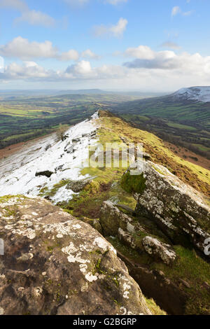 Vue depuis le pic de Black Hill, Herefordshire, connu localement sous le nom de 'Cat's Back'. Banque D'Images