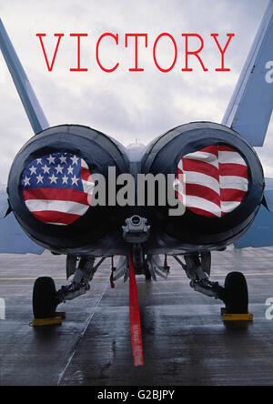 Affiche - VICTORY - McDonnell Douglas F/A-18 Hornet moteur twin-tous-temps supersonique capable d'opérateur de combat multirôle jet Banque D'Images