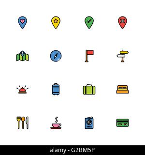 [EPS10] voyage en ligne coloré jeu d'icônes pour le web design, l'interface utilisateur, l'infographie et des applications mobiles Illustration de Vecteur