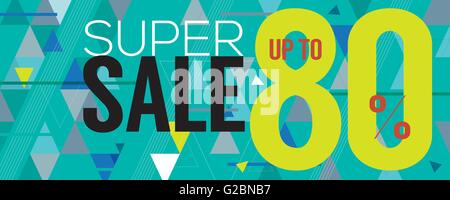 Super bannière moderne vente jusqu'à 80 pour cent 6250x2500 pixel Vector Illustration Illustration de Vecteur