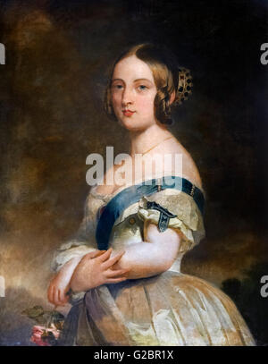 La reine Victoria d'Angleterre en tant que jeune femme. Portrait par Franz Xaver Winterhalter, huile sur toile, c.1840. Banque D'Images