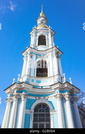 Clocher de Saint Nicolas Cathédrale Orthodoxe de la Marine à Saint-Pétersbourg, Russie Banque D'Images