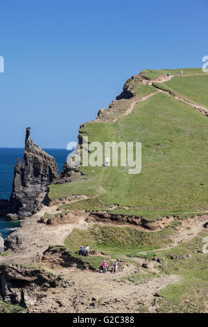 Gunver tête sur le chemin côtier du sud-ouest à Cornwall, Padstow. Banque D'Images