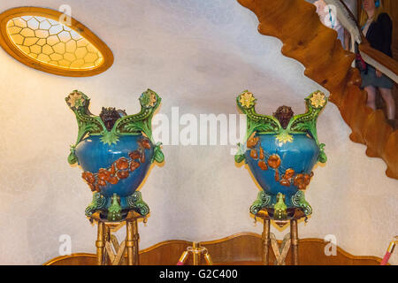 Espagne Catalogne Barcelone Passeig de Gracia Eixample Casa Batilo Casa dels Ossus La Chambre d'Os construit en 1877 par Antoni Gaudi Banque D'Images