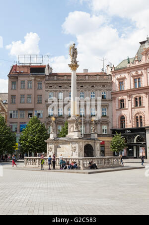 Svobody square avec la colonne de la peste dans le centre de Brno République Tchèque Europe Banque D'Images