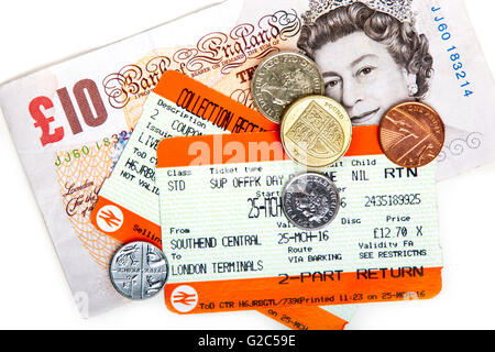Billets de train national rail et la livre sterling Banque D'Images