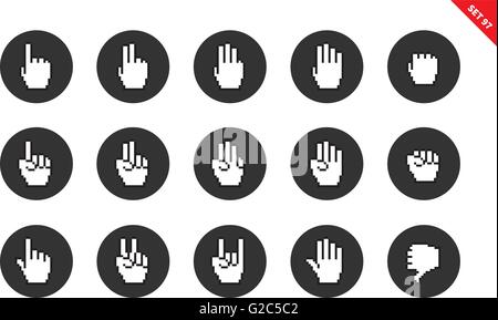 Les mains de pixel icones sur fond blanc Illustration de Vecteur