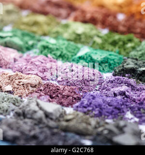 Palette ombres à paupières écrasées closeup Banque D'Images