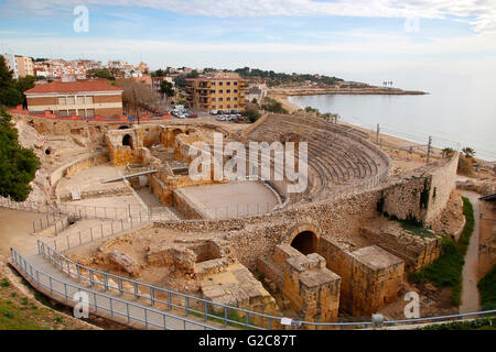 Amphithéâtre romain dans la ville de Tarragone, Tarraco pendant empire romain Banque D'Images