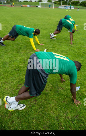 L'équipe nationale de football du Cameroun session de formation à Nantes, France. Banque D'Images