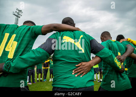 L'équipe nationale de football du Cameroun session de formation à Nantes, France. Banque D'Images