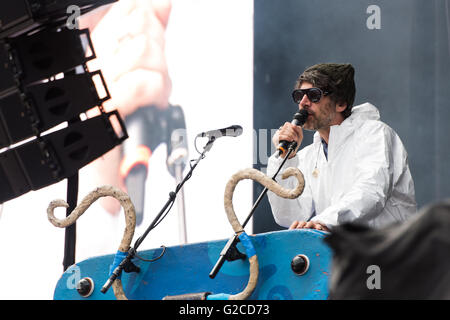 Super Furry Animals soutenir Manic Street Preachers au Liberty Stadium, Swansea. 28 mai 2016. Sur la photo : Gruff Rhys Banque D'Images