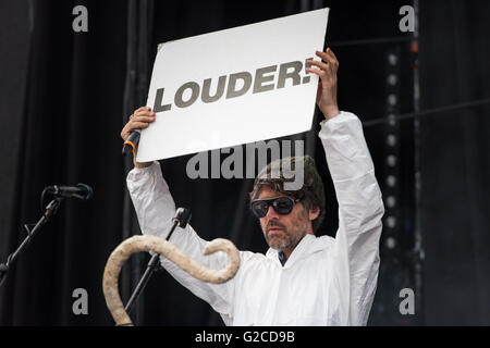 Super Furry Animals soutenir Manic Street Preachers au Liberty Stadium, Swansea. 28 mai 2016. Sur la photo : Gruff Rhys Banque D'Images