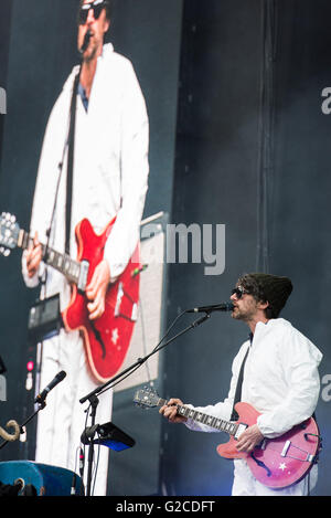 Super Furry Animals soutenir Manic Street Preachers au Liberty Stadium, Swansea. 28 mai 2016. Sur la photo : Gruff Rhys Banque D'Images