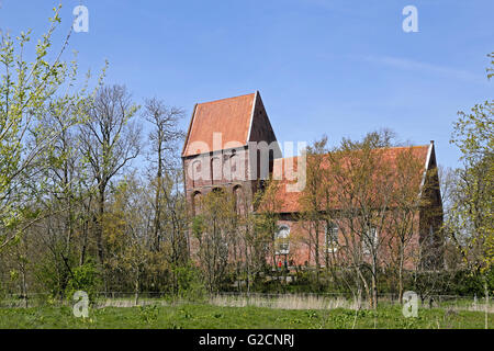 Kirche mit Turm, schiefem Suurhusen, Ostfriesland, Niedersachsen, Deutschland | église avec tour penchée, Suurhusen, frites de l'Est Banque D'Images