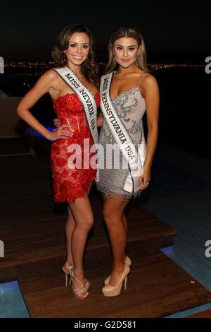 Henderson, NV, USA. 27 mai, 2016. Miss NEVADA USA, Emelina Adams, Miss France, Elena LaQuatra lors d'une apparition publique pour Miss USA 2016 Réception de bienvenue, bord de l'eau Show Accueil, Henderson, NV 27 Mai, 2016. Credit : James Atoa/Everett Collection/Alamy Live News Banque D'Images