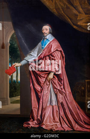 Armand Jean du Plessis, Cardinal-Duke de Richelieu et de Fronsac (1585-1642), communément appelé le Cardinal de Richelieu, était un ecclésiastique français, noble, et homme d'état et le roi Louis XIII en chef du ministre. Portrait par Philippe de Champaigne, huile sur toile, c.1633-40. Banque D'Images