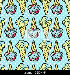 Modèle sans couture avec glaces à blue dotted background. Illustration de Vecteur