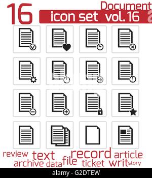 Vector icons set document noir sur fond blanc Illustration de Vecteur