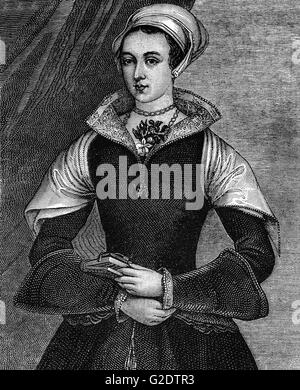 Lady Jane Grey aussi connu comme le Nine-Day Reine était un aristocrate anglais et de facto monarque de l'Angleterre et l'Irlande à partir du 10 juillet jusqu'au 19 juillet 1553. Elle a été exécutée le 12 février 1554 Banque D'Images