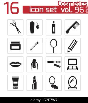 Vector icons set cosmétique noir sur fond blanc Illustration de Vecteur